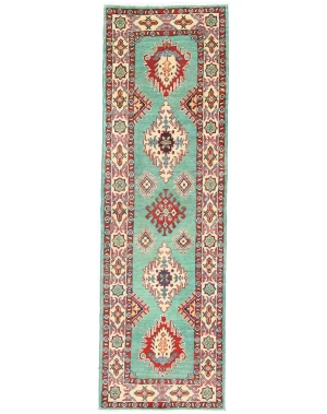Green Tribal Geometric 2X6 Kazak Pakistan Oriental Runner Rug