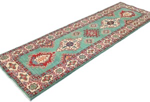 Green Tribal Geometric 2X6 Kazak Pakistan Oriental Runner Rug