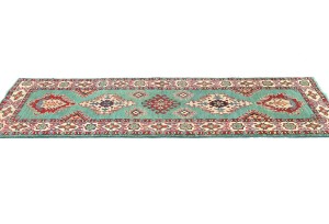 Green Tribal Geometric 2X6 Kazak Pakistan Oriental Runner Rug