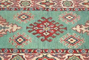 Green Tribal Geometric 2X6 Kazak Pakistan Oriental Runner Rug