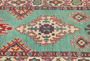 Green Tribal Geometric 2X6 Kazak Pakistan Oriental Runner Rug