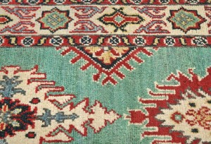 Green Tribal Geometric 2X6 Kazak Pakistan Oriental Runner Rug