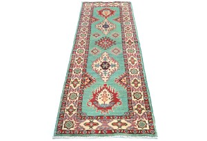 Green Tribal Geometric 2X6 Kazak Pakistan Oriental Runner Rug