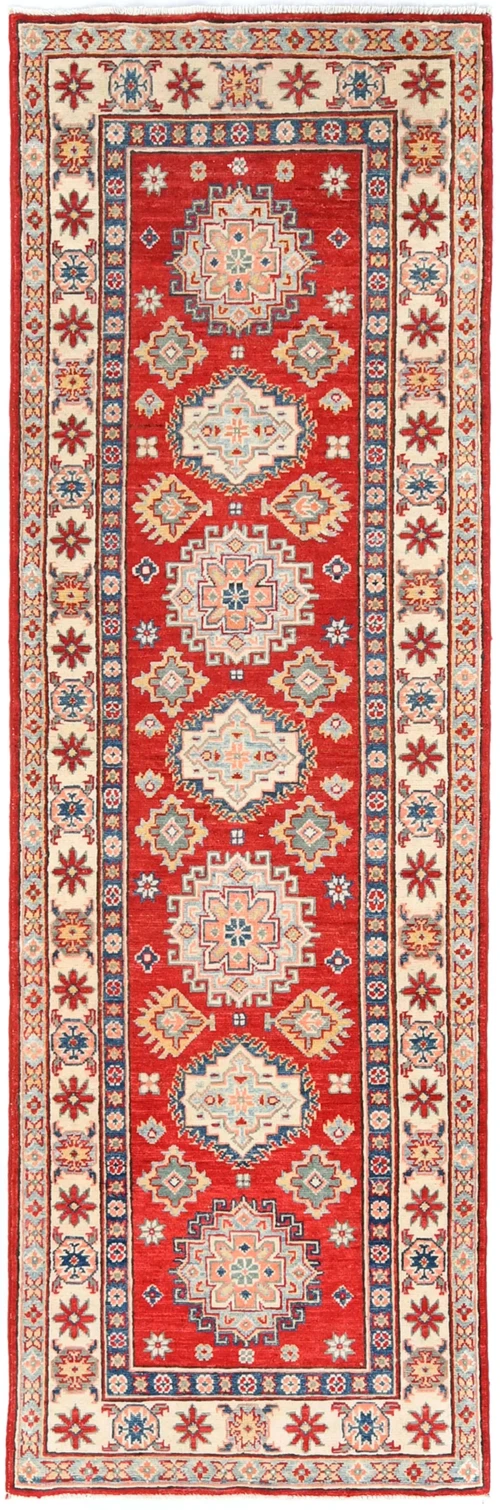 Red Tribal Geometric 3X8 Kazak Pakistan Oriental Runner Rug