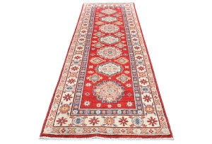 Red Tribal Geometric 3X8 Kazak Pakistan Oriental Runner Rug