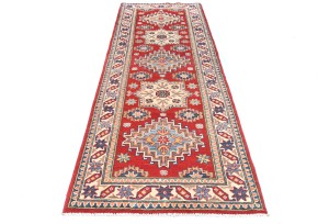 Red Tribal Geometric 2'9X8'5 Kazak Pakistan Oriental Runner Rug