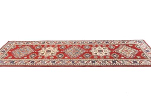 Red Tribal Geometric 2'9X8'5 Kazak Pakistan Oriental Runner Rug