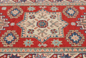 Red Tribal Geometric 2'9X8'5 Kazak Pakistan Oriental Runner Rug
