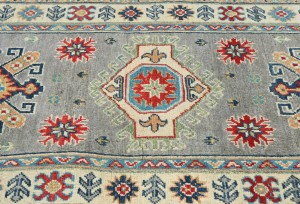 Light Gray Tribal Geometric 3X8 Kazak Pakistan Oriental Runner Rug