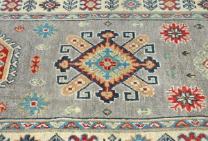 Light Gray Tribal Geometric 3X8 Kazak Pakistan Oriental Runner Rug