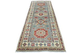 Light Gray Tribal Geometric 3X8 Kazak Pakistan Oriental Runner Rug