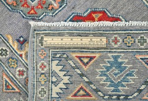 Gray Tribal Geometric 3X8 Kazak Pakistan Oriental Runner Rug