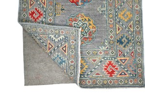 Gray Tribal Geometric 3X8 Kazak Pakistan Oriental Runner Rug
