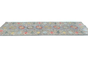 Gray Tribal Geometric 3X8 Kazak Pakistan Oriental Runner Rug