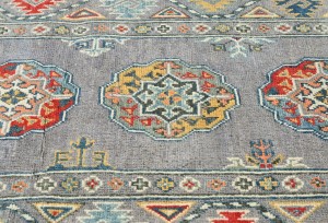 Gray Tribal Geometric 3X8 Kazak Pakistan Oriental Runner Rug