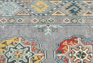 Gray Tribal Geometric 3X8 Kazak Pakistan Oriental Runner Rug