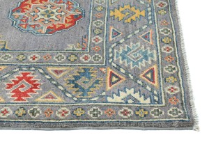 Gray Tribal Geometric 3X8 Kazak Pakistan Oriental Runner Rug