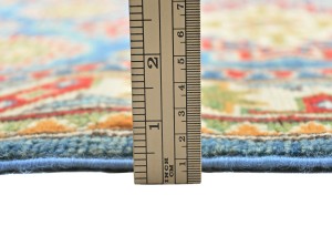 Blue Tribal Geometric 3X8 Kazak Pakistan Oriental Runner Rug