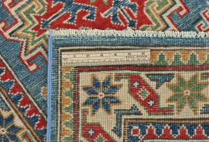 Blue Tribal Geometric 3X8 Kazak Pakistan Oriental Runner Rug