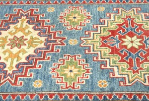 Blue Tribal Geometric 3X8 Kazak Pakistan Oriental Runner Rug