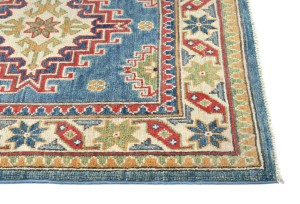 Blue Tribal Geometric 3X8 Kazak Pakistan Oriental Runner Rug