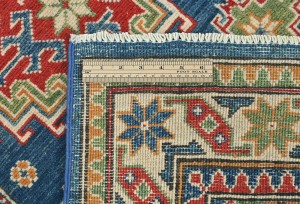 Blue Tribal Geometric 2'8X8'4 Kazak Pakistan Oriental Runner Rug