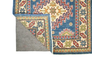 Blue Tribal Geometric 2'8X8'4 Kazak Pakistan Oriental Runner Rug
