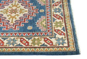 Blue Tribal Geometric 2'8X8'4 Kazak Pakistan Oriental Runner Rug