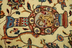Semi Antique Cream Pictorial 10X14 Tabriz Persian Rug