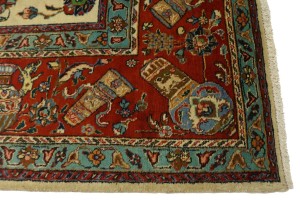 Semi Antique Cream Pictorial 10X14 Tabriz Persian Rug