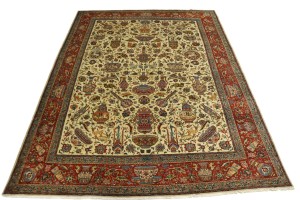 Semi Antique Cream Pictorial 10X14 Tabriz Persian Rug