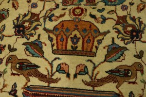 Semi Antique Cream Pictorial 10X14 Tabriz Persian Rug