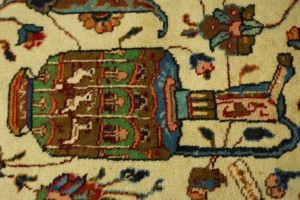 Semi Antique Cream Pictorial 10X14 Tabriz Persian Rug