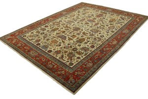 Semi Antique Cream Pictorial 10X14 Tabriz Persian Rug
