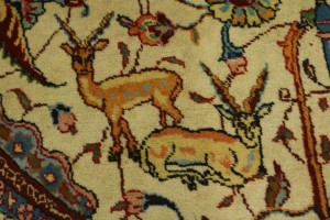 Semi Antique Cream Pictorial 10X14 Tabriz Persian Rug