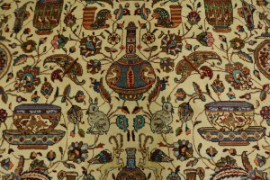 Semi Antique Cream Pictorial 10X14 Tabriz Persian Rug