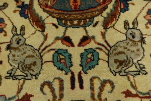 Semi Antique Cream Pictorial 10X14 Tabriz Persian Rug