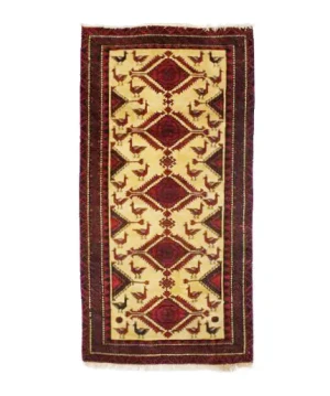 Semi Antique Beige Tribal 3X6 Balouch Hamedan Persian Rug