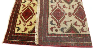Semi Antique Beige Tribal 3X6 Balouch Hamedan Persian Rug