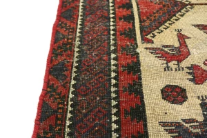 Semi Antique Beige Tribal 3X6 Balouch Hamedan Persian Rug