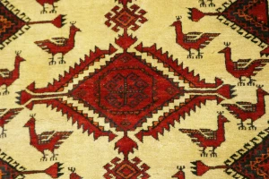 Semi Antique Beige Tribal 3X6 Balouch Hamedan Persian Rug