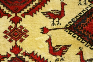Semi Antique Beige Tribal 3X6 Balouch Hamedan Persian Rug