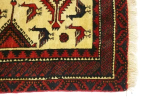 Semi Antique Beige Tribal 3X6 Balouch Hamedan Persian Rug