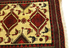 Semi Antique Beige Tribal 3X6 Balouch Hamedan Persian Rug