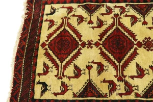 Semi Antique Beige Tribal 3X6 Balouch Hamedan Persian Rug