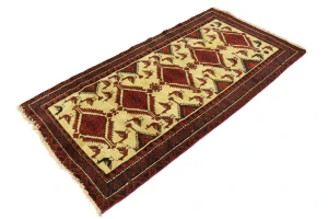 Semi Antique Beige Tribal 3X6 Balouch Hamedan Persian Rug