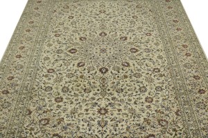 Vintage Beige Traditional 9'7'X13'5" Kashan Persian Rug