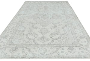 Antique Muted Beige Floral 6X9 Distressed Vintage Oriental Rug