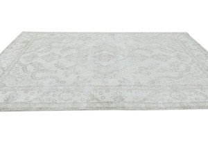 Antique Muted Beige Floral 6X9 Distressed Vintage Oriental Rug