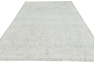 Antique Muted Beige Floral 6X9 Distressed Vintage Oriental Rug